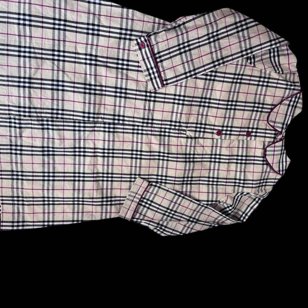 The Oaks Stylish Plaid Kids Dress with Burgundy Accents - Picture 3 of 5